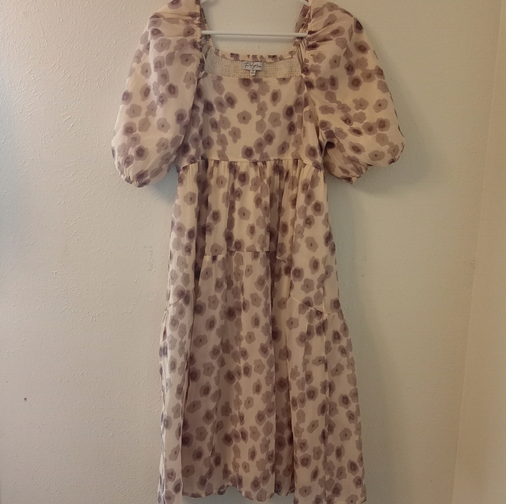 Polagram Cream Smocked Dress